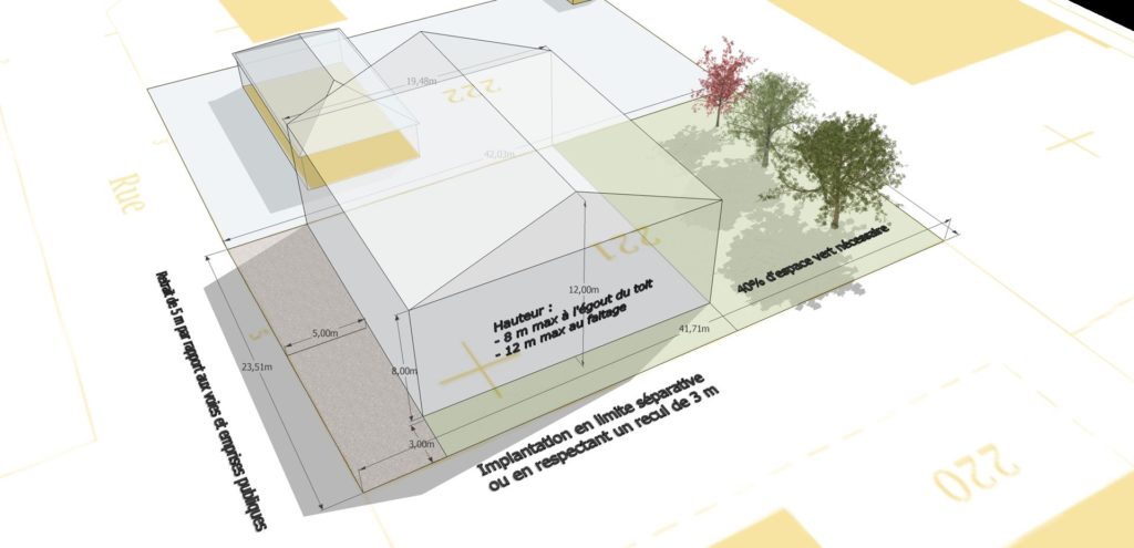 Schéma 3D d'étude de constructibilité